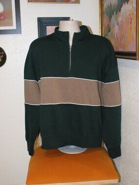 Arizona Jean Co Men’s Large Green Tan Colorblock Quarter Zip Pullover